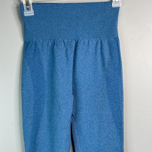 AMAZON High Waist Leggings Blue Seamless Scrunch Tummy Control Butt Lift L - Picture 3 of 8